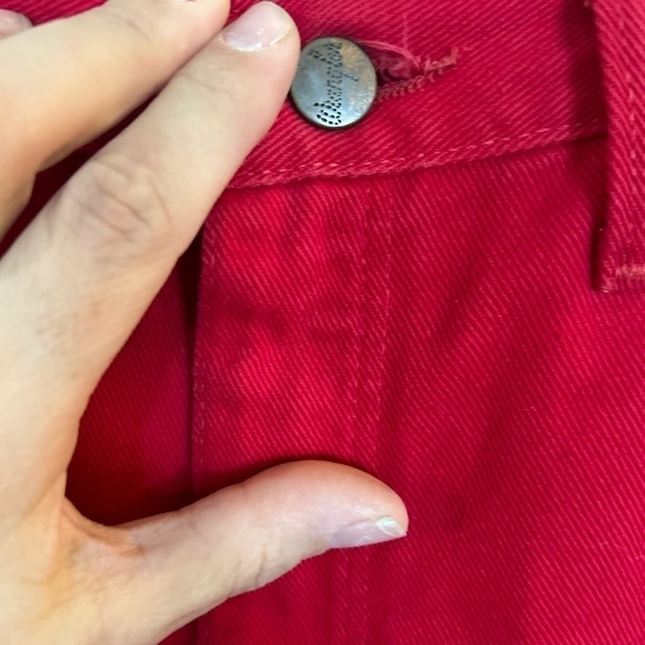 Wranglers, 7 x 32 ladies button fly red denim jeans with raw hemline - Picture 3 of 8